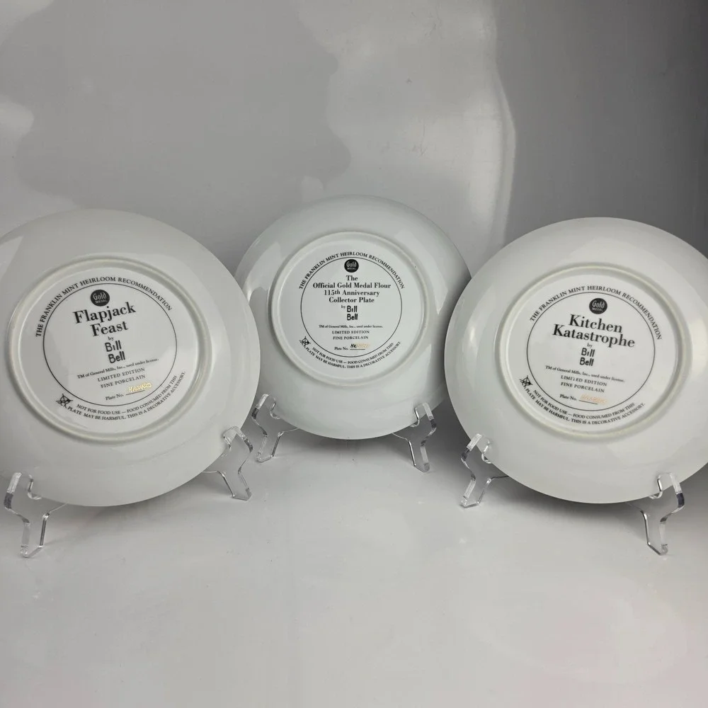Franklin Mint Bill Bell Gold Medal Flour Cat Plates Set of 3 Signed